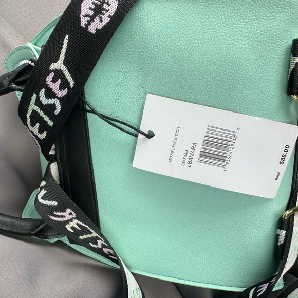 Mint Green Betsy Johnson Cat Face Backpack - Picture 2 of 2